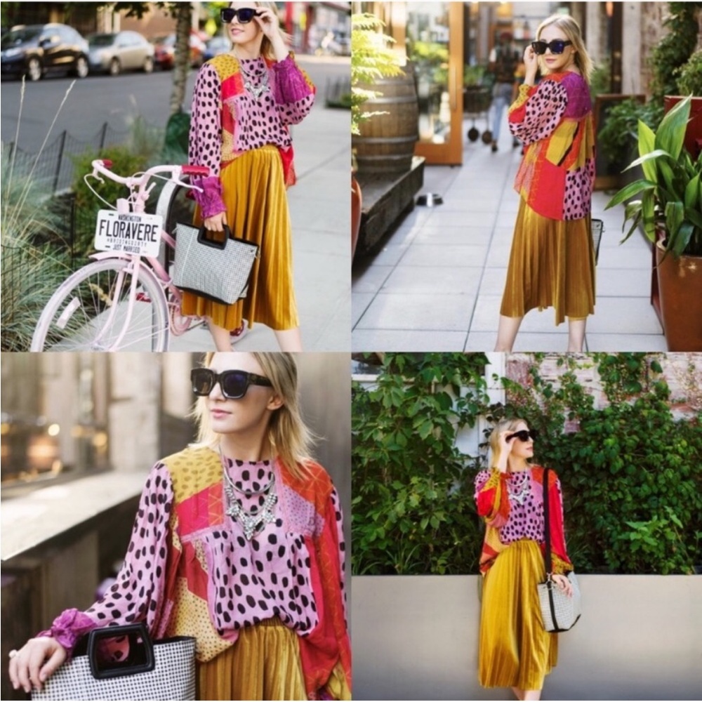 Anthropologie Pink and Red Polka Dot Blouse - Picture 4 of 4